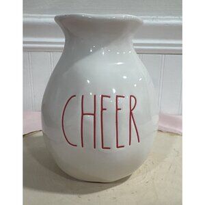 Rae Dunn Artisan Cheer Vase White Ceramic Decor 7" Tall Made In China By Magenta